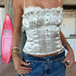 Double Layered Satin Top Ivory