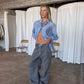 Oversized Double Button Shirt Blue
