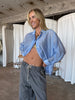 Oversized Double Button Shirt Blue