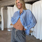 Oversized Double Button Shirt Blue