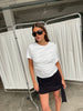 Draped Short Sleeve Top White
