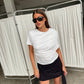 Draped Short Sleeve Top White