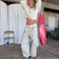 Baggy Fold Over Cargo Pants Sand