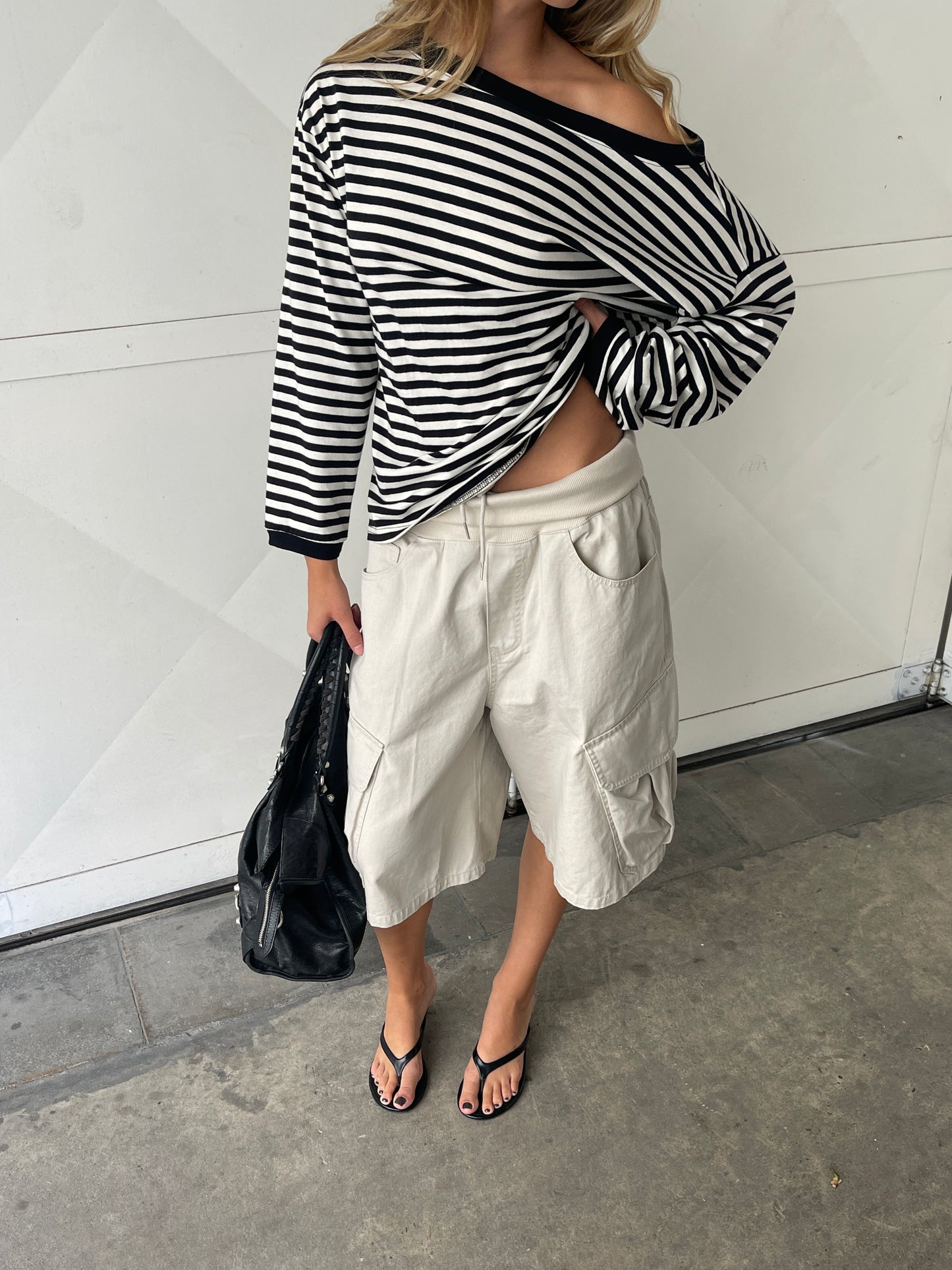 Baggy Fold Over Cargo Shorts Sand