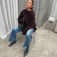 Oversized Braided Knit Dark Brown