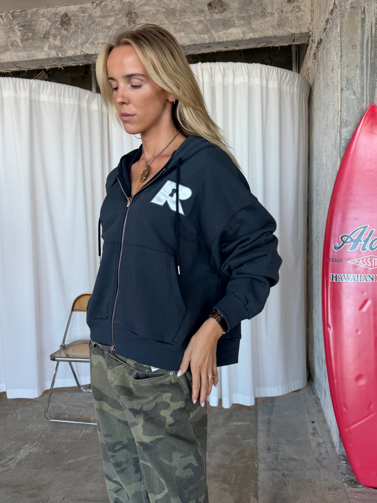 Signature Zip Hoodie Blue
