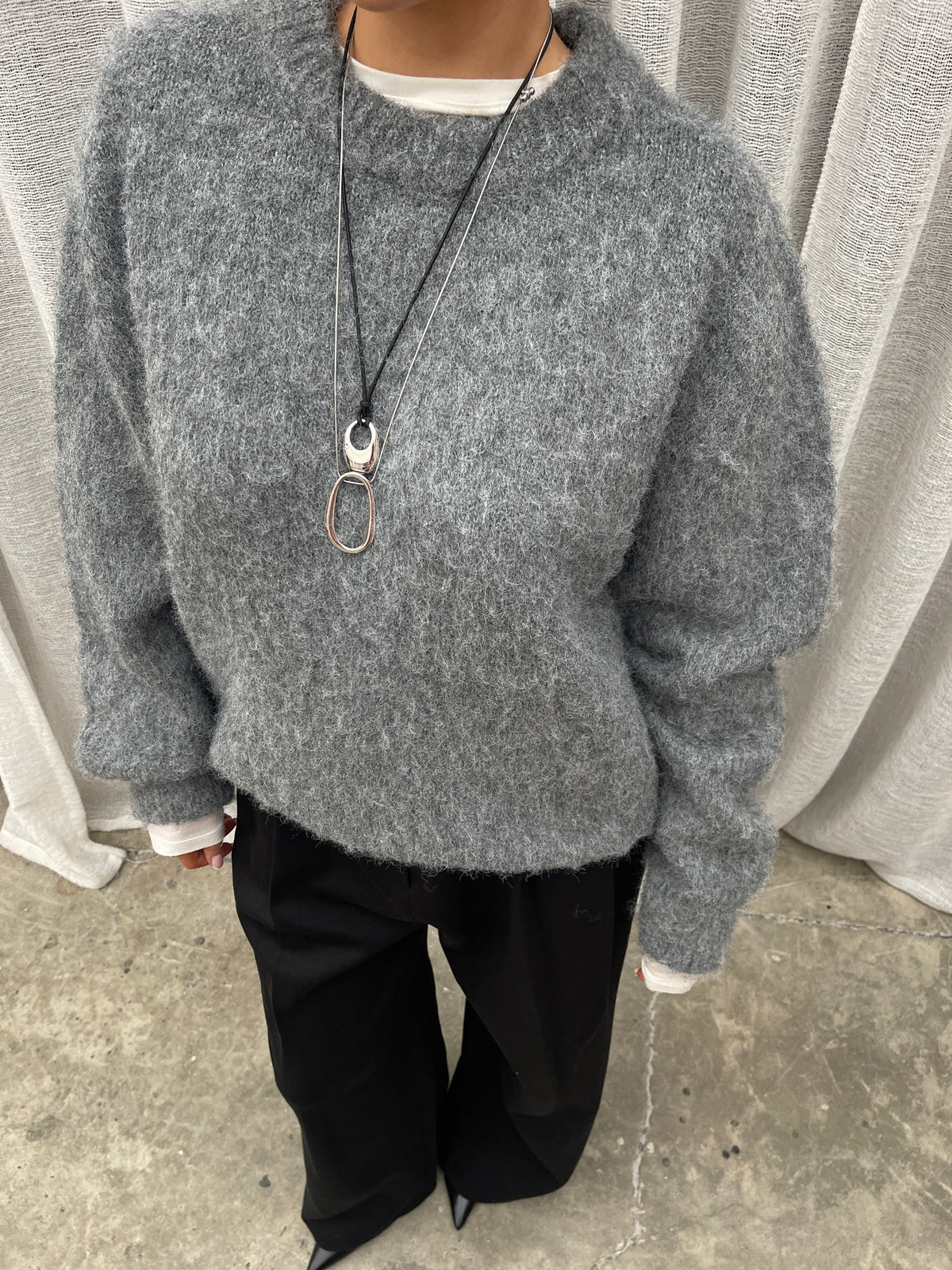 Oversized Wool Mix Jumper Grey