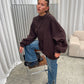 Oversized Braided Knit Dark Brown