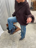 Oversized Braided Knit Dark Brown