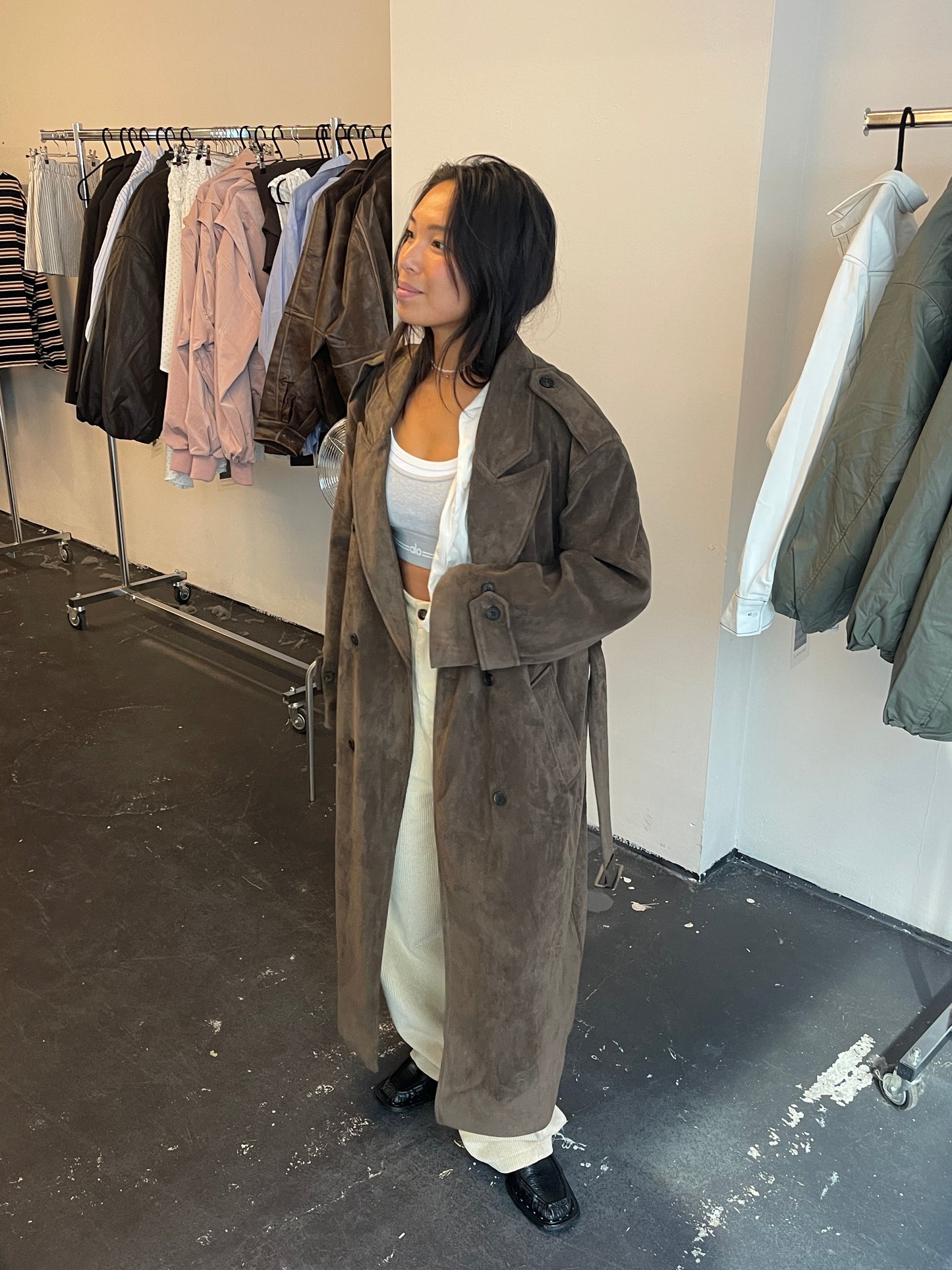 Trenchcoat Suede Dark Brown