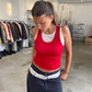 Double Layered Scrunched Top Red