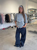 Ribbed Cinched Button Top Grey