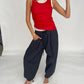 Loose Fit Drawstring Pants Dark Blue