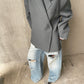 Oversized Side Slit Blazer Steel Blue