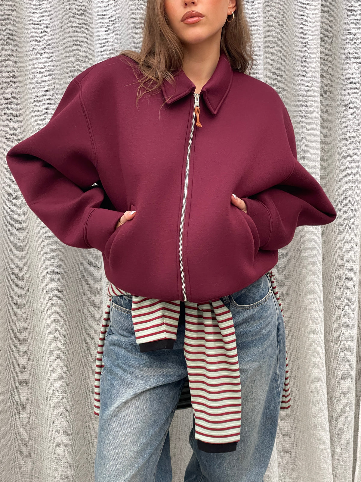 Zipper Vest Burgundy