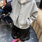 Double Layered Zipped Hooded Vest Grey