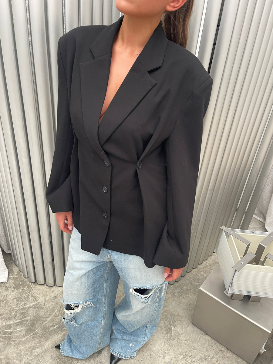Cinched Waist Blazer Black