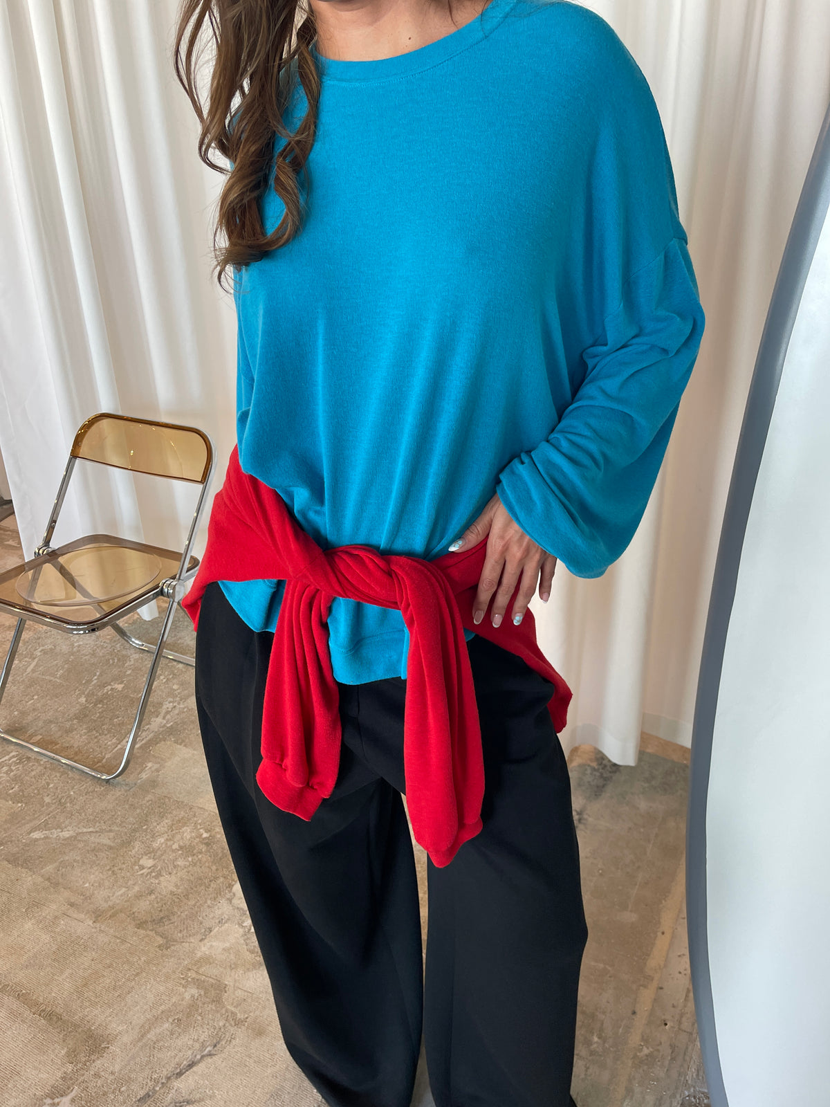Basic Long Sleeve Tee Turquoise