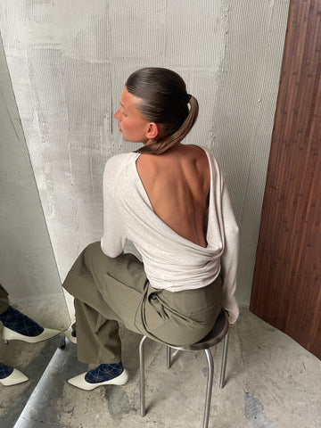 Draped Back Top Oatmeal