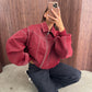 Oversized Contrast Stitch Jacket Red