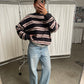 Oversized Striped Sweater Charcoal