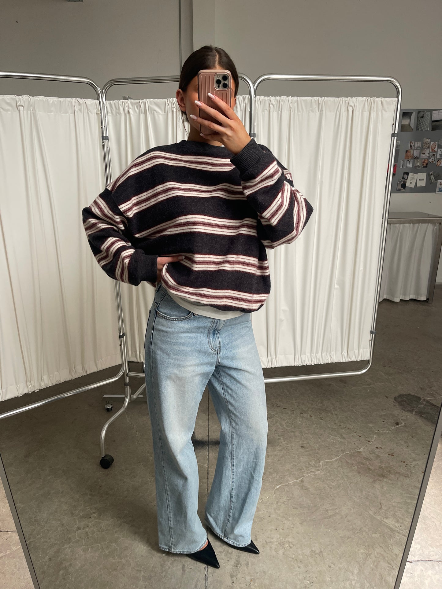 Oversized Striped Sweater Charcoal