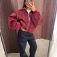 Oversized Contrast Stitch Jacket Red