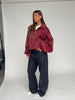 Oversized Contrast Stitch Jacket Red