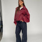 Oversized Contrast Stitch Jacket Red