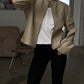 Padded High Neck Strap Detail Jacket Tan