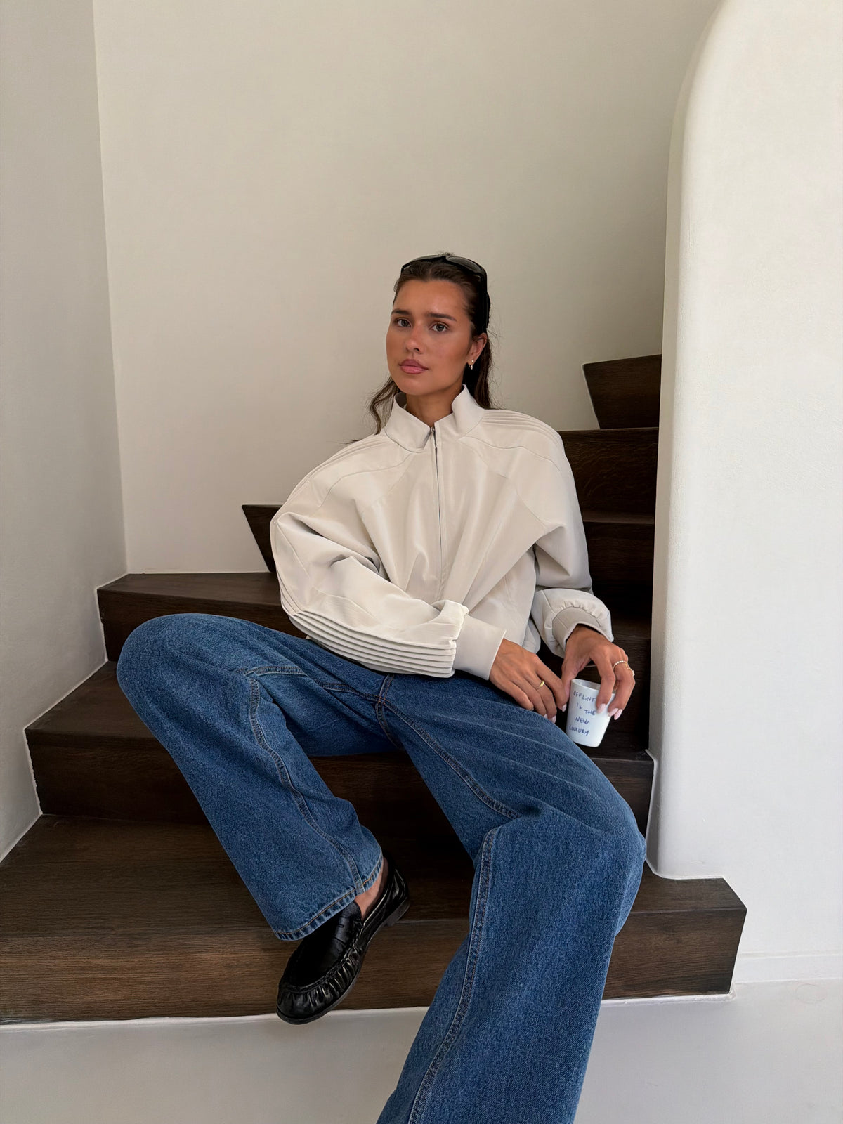 Oversized Pleated Sleeves Jacket Ivory