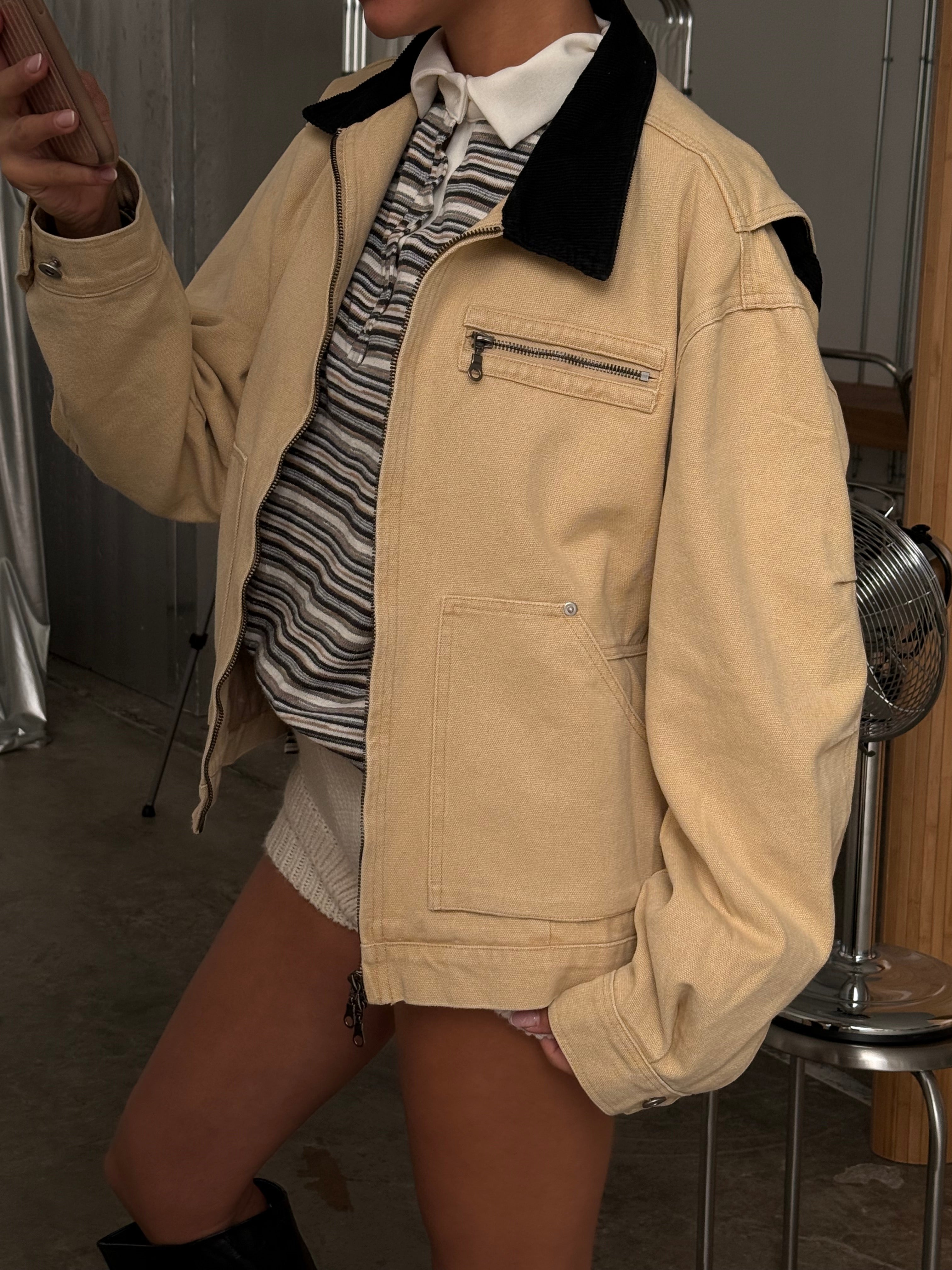Canvas Workwear Jacket Sand – The Room Antwerp