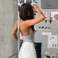 Deep Halter Neck Top Grey