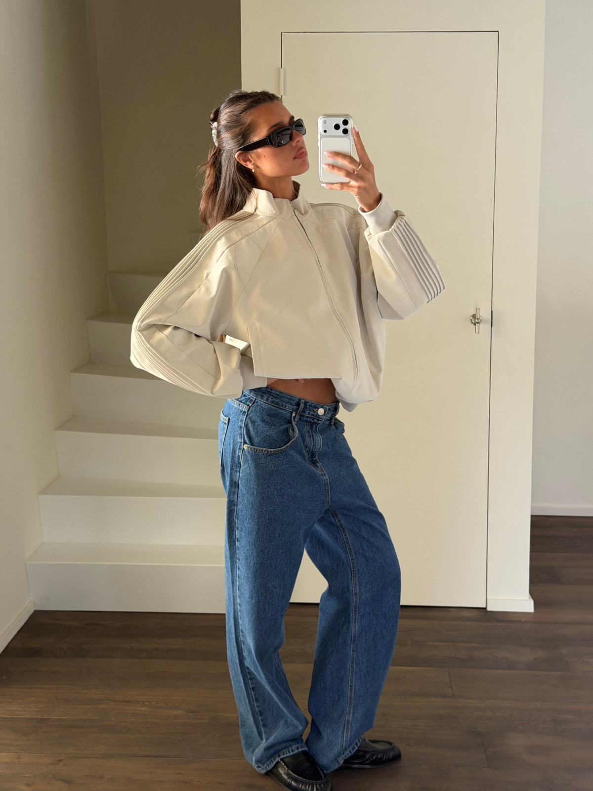 Oversized Pleated Sleeves Jacket Ivory