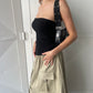Bandeau Ribbed Top Black