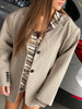 Knitted Striped Zip Hoodie Light Brown