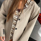 Knitted Striped Zip Hoodie Light Brown