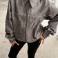 Oversized Zipped Jacket Stone