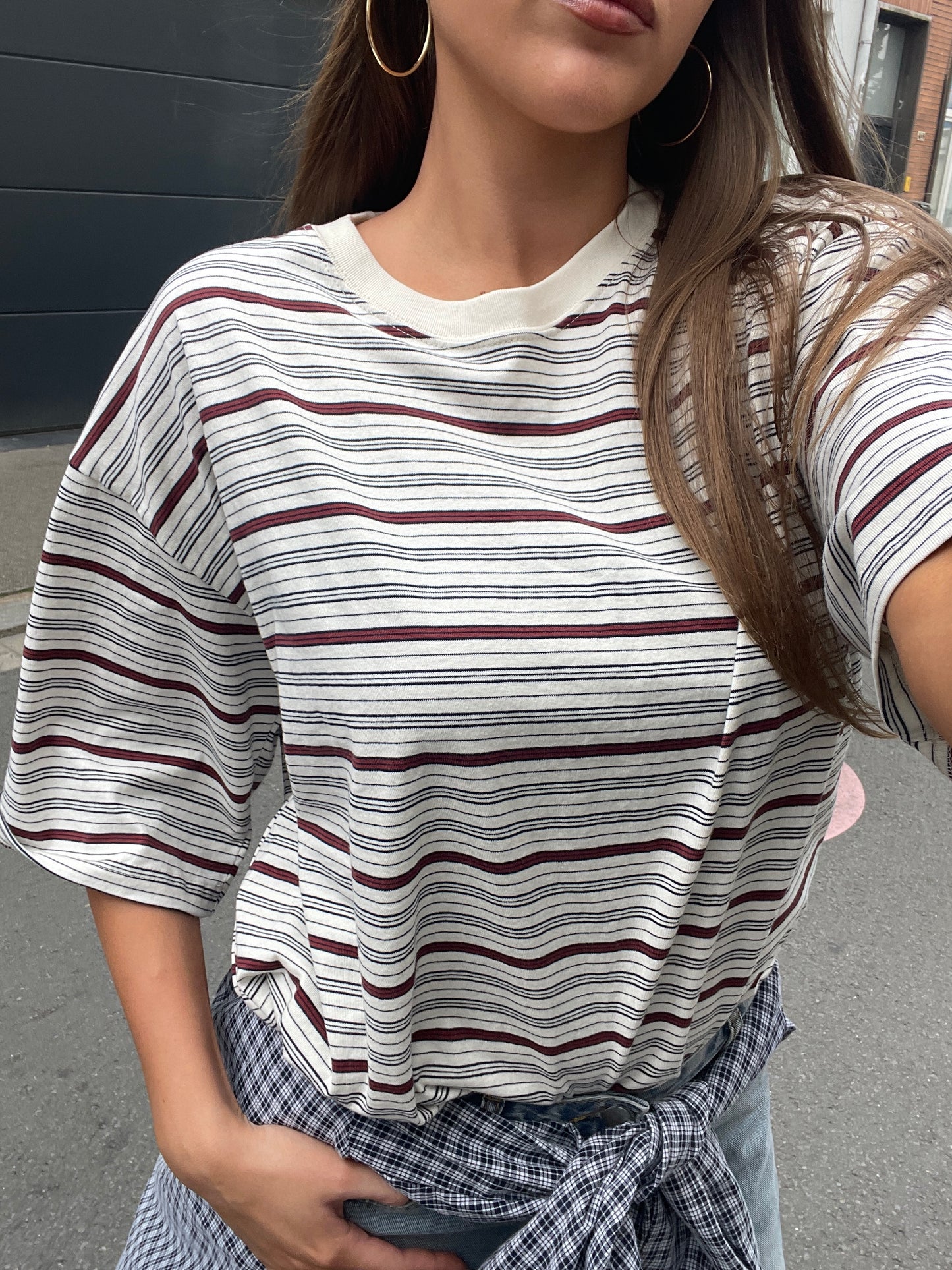 Oversized Striped Tee Ivory