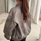 Oversized Zipped Jacket Stone