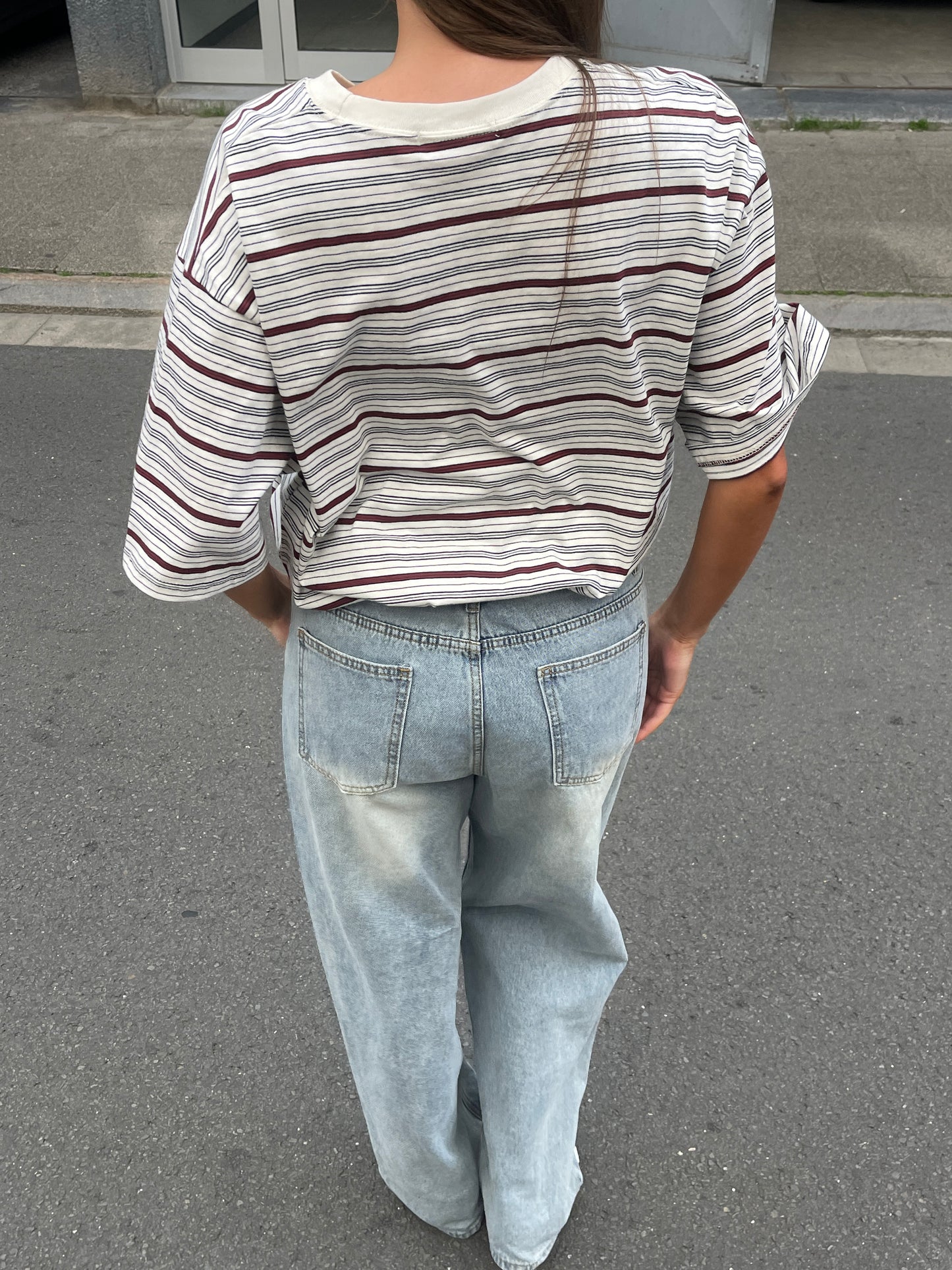 Oversized Striped Tee Ivory