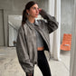 Oversized Zipped Jacket Stone