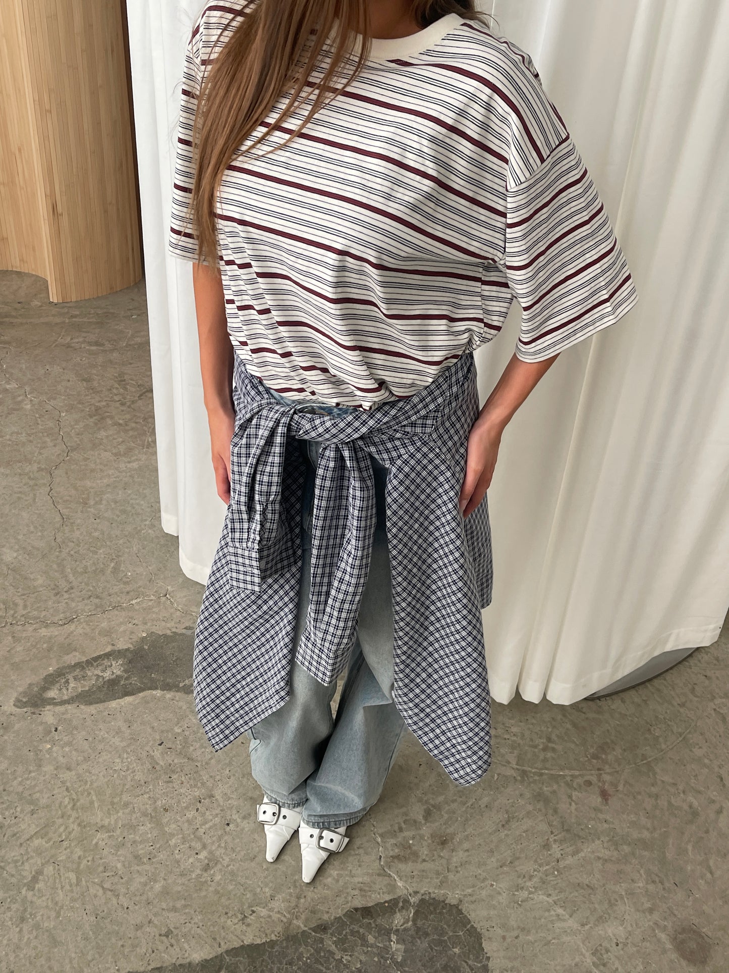 Oversized Striped Tee Ivory