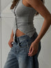 Diagonal Buttoned Tank Top Grey