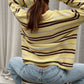 POS Knitted Striped Polo Longsleeve Yellow