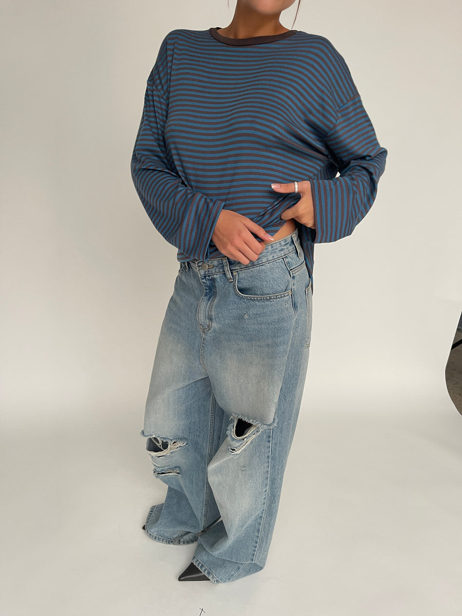 Baggy Distressed Jeans Light Blue