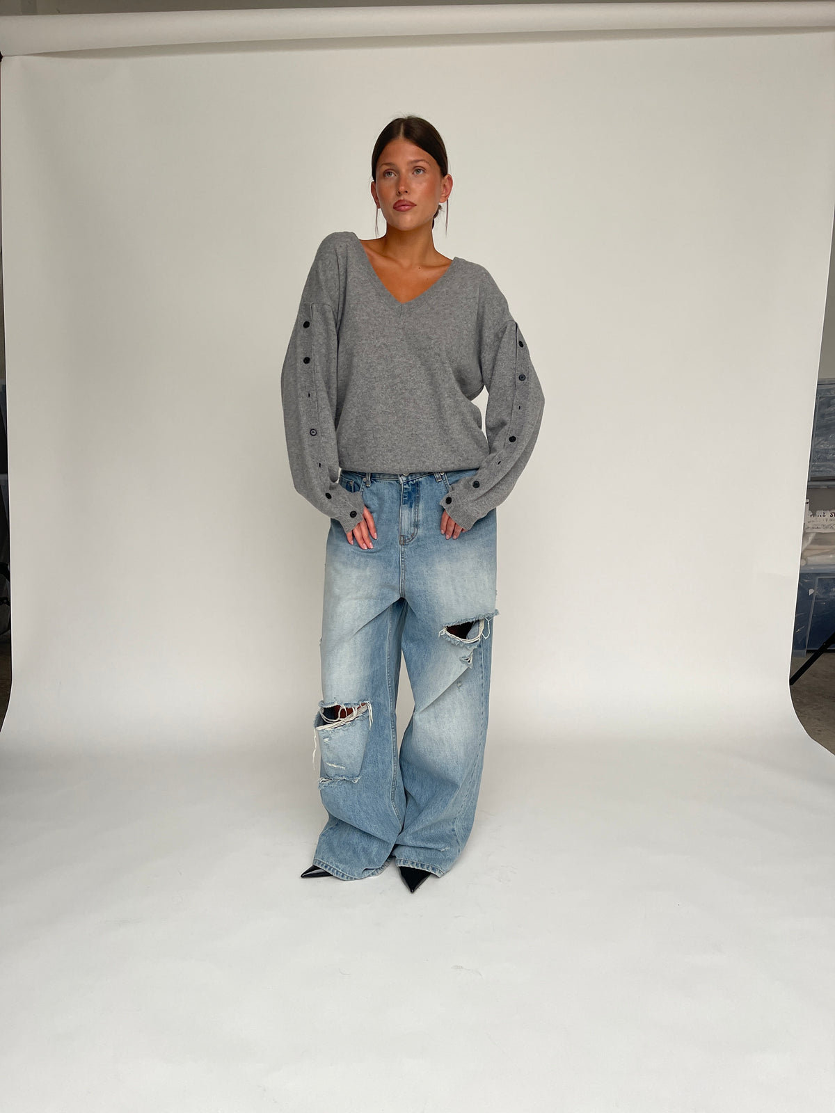 Baggy Distressed Jeans Light Blue