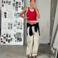 Double Layered Scrunched Top Red