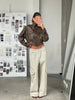 Cropped Front Pocket Detail Jacket Brown