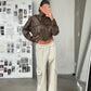 Cropped Front Pocket Detail Jacket Brown